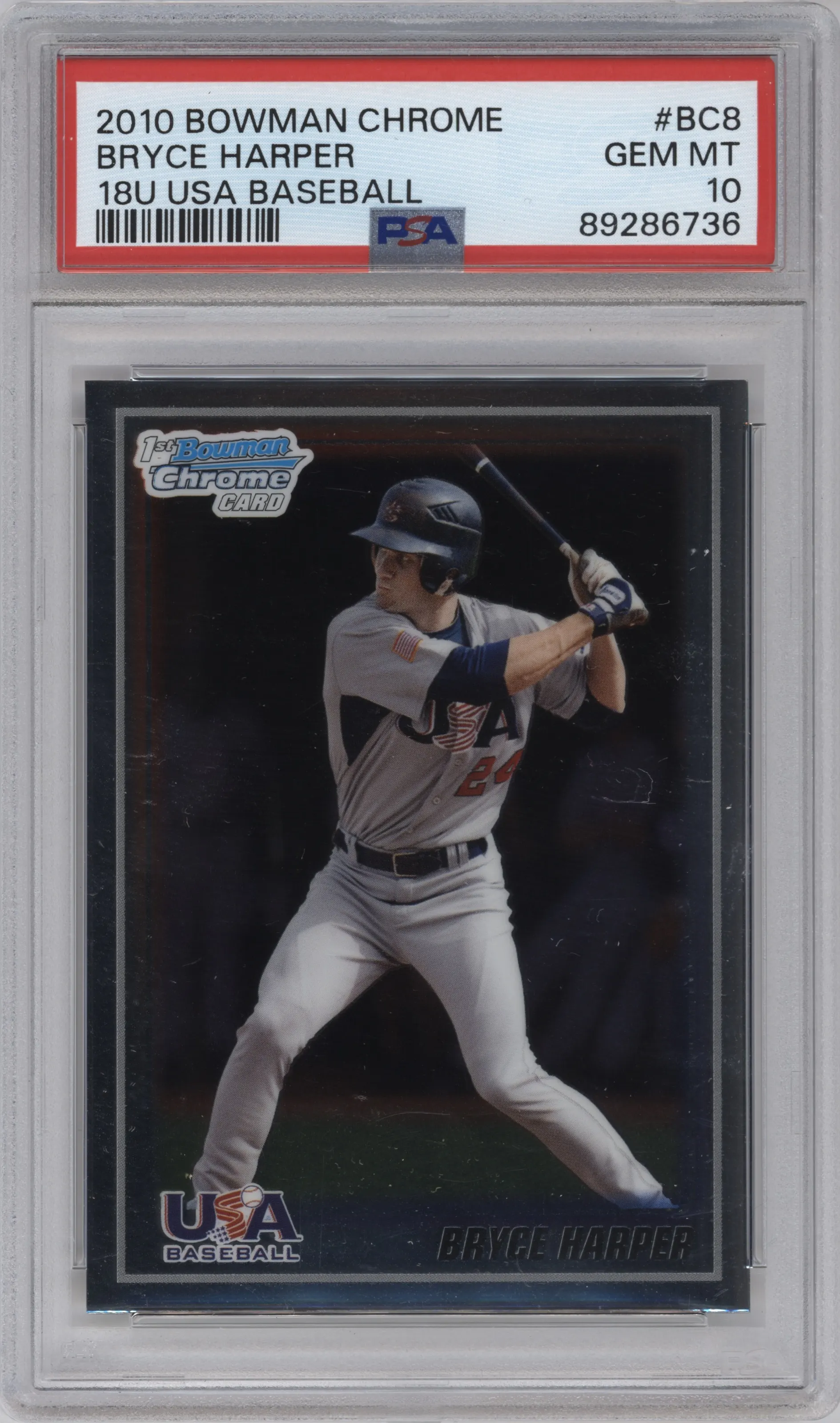 2010 Bowman Chrome 18U USA Baseball Bryce Harper #USA18-BC8 PSA 10