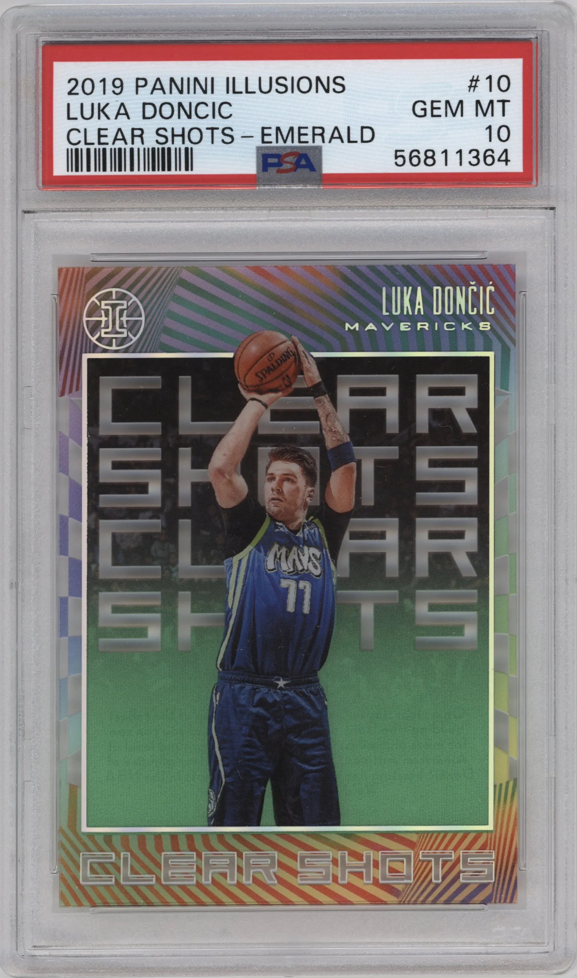 2019 Panini Illusions Clear Shots Luka Doncic Emerald PSA 10