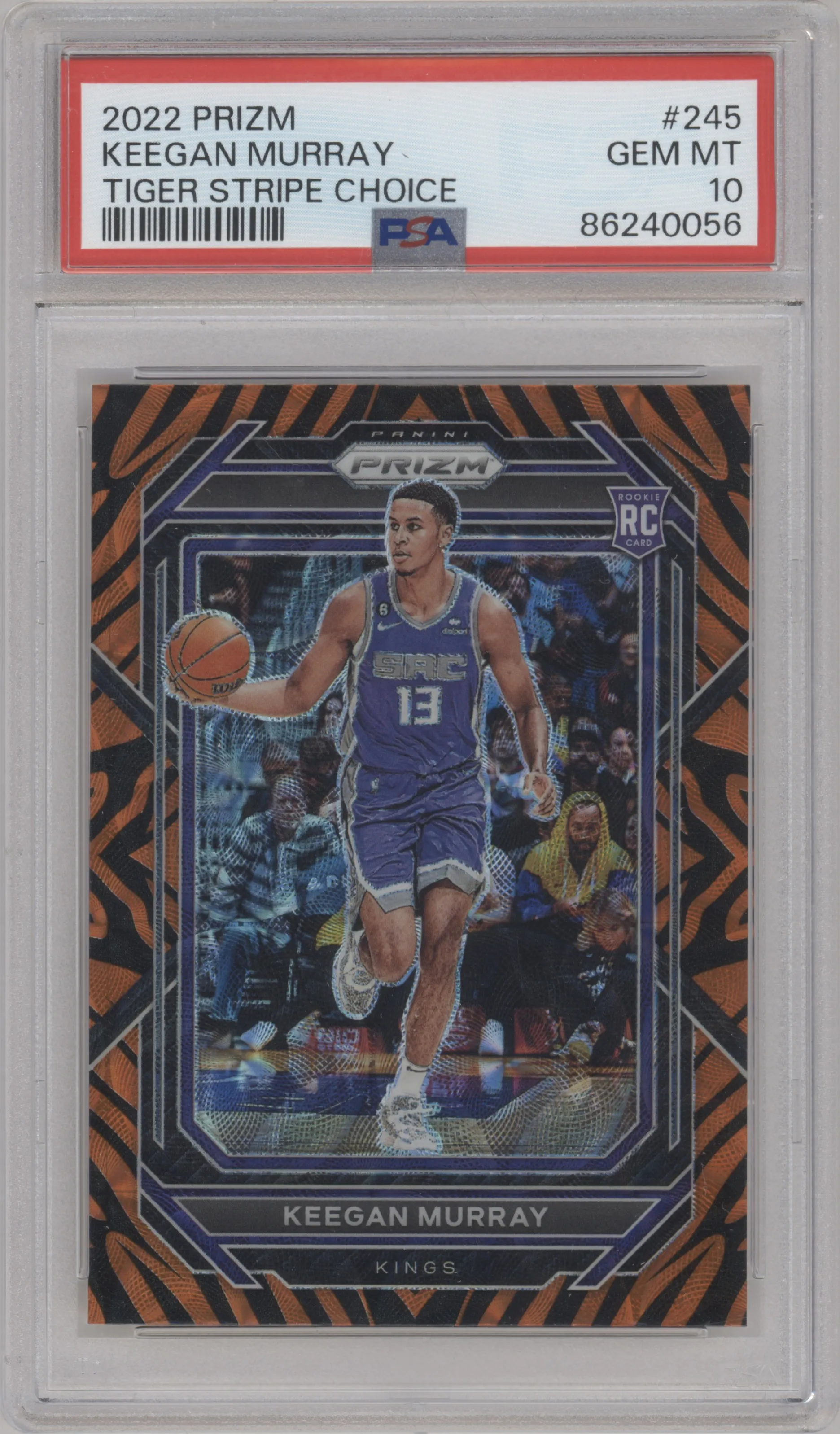 2022 Panini Prizm Keegan Murray Choice Tiger Stripe #245 PSA 10