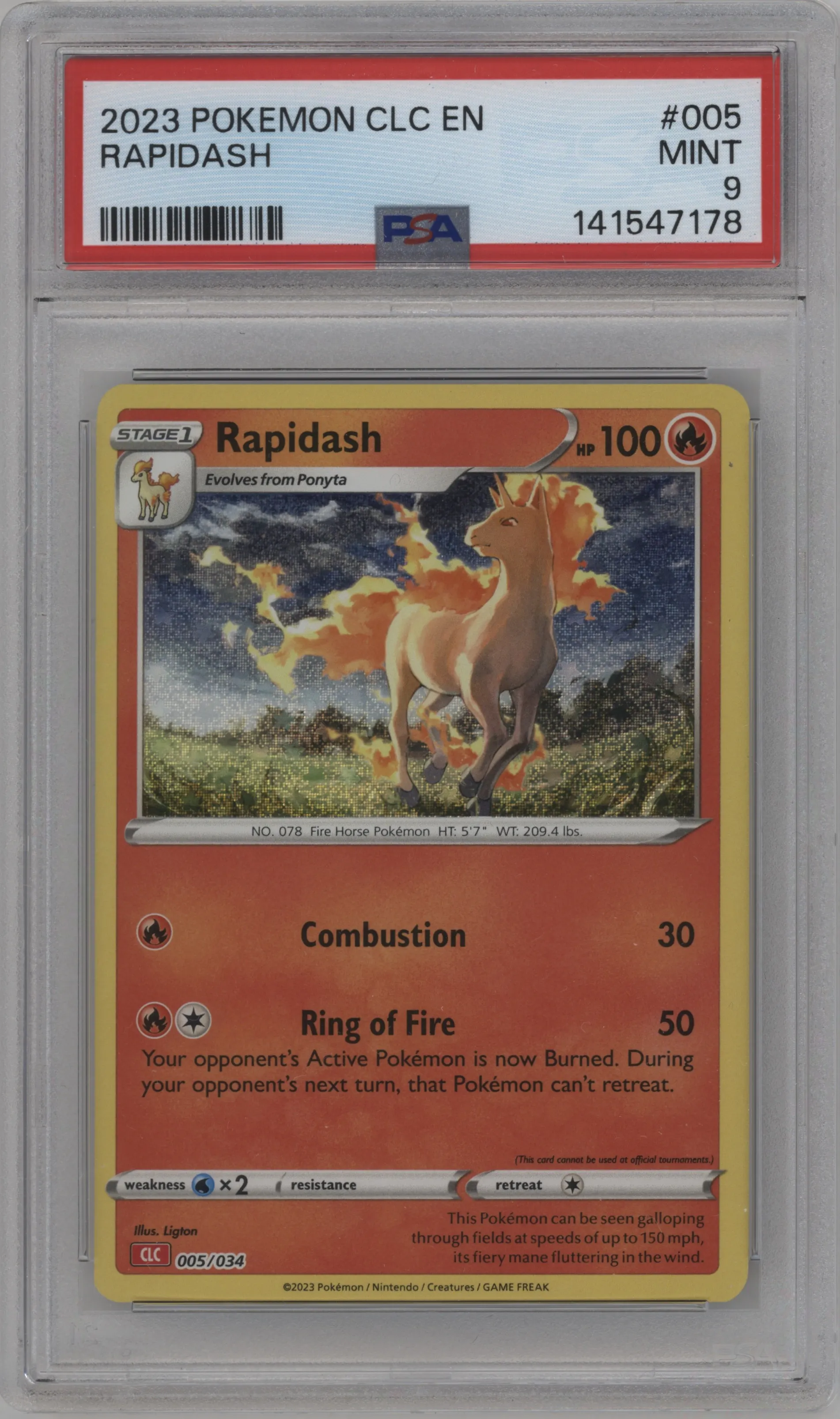 2023 Pokemon CLC Rapidash PSA 9