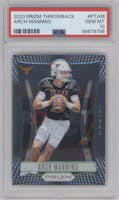 Arch Manning from the 2023 Panini Prizm Throwback set graded by PSA and given an overall grade of 10.