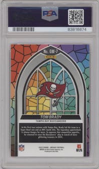 Tom Brady from the 2022 Panini Mosaic set graded by PSA and given an overall grade of 9.