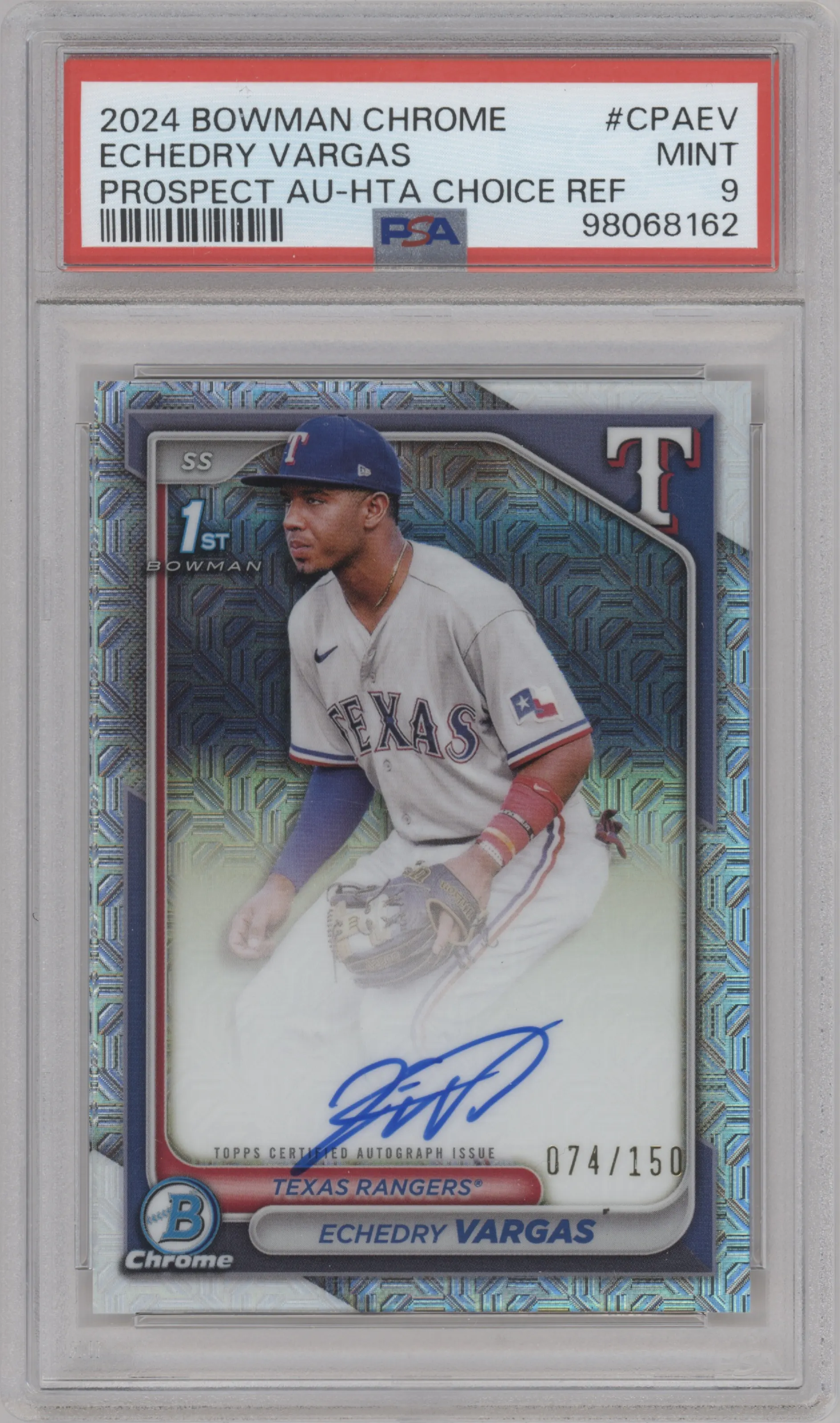 2024 Bowman Chrome Chr.Pros.Auto Echedry Vargas HTA Choice Refractor PSA 9