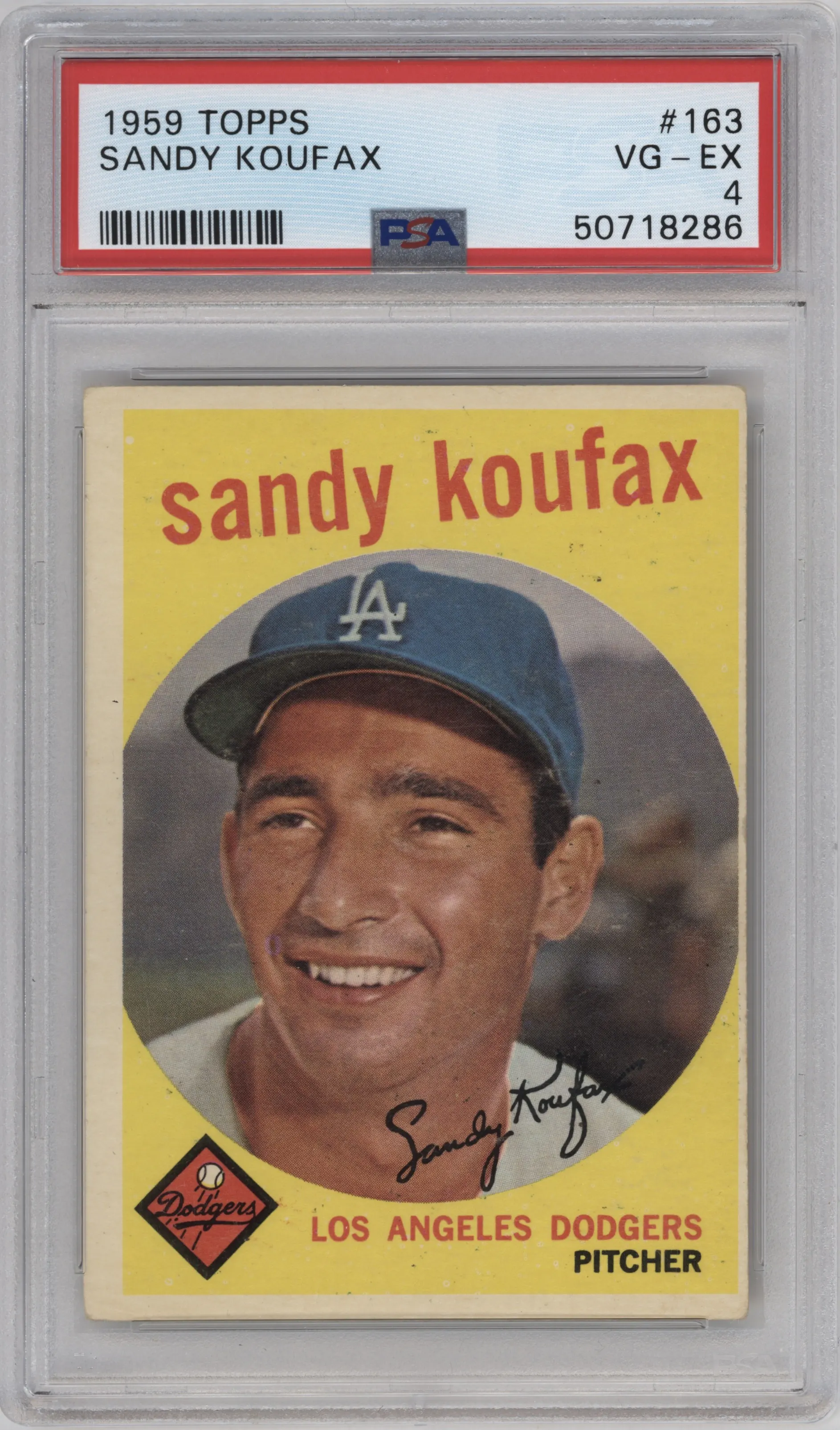 1959 Topps Sandy Koufax #163 PSA 4