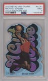 Michael Jordan from the 2021 Skybox Metal Universe Champions set graded by PSA and given an overall grade of 9.