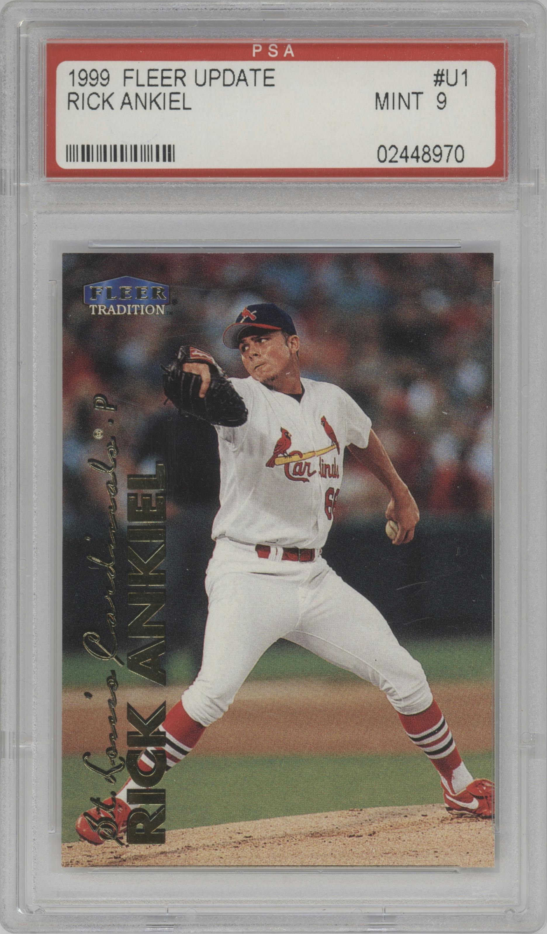 Rick Ankiel from the 1999 Fleer Tradition Update set graded by PSA and given an overall grade of 9.