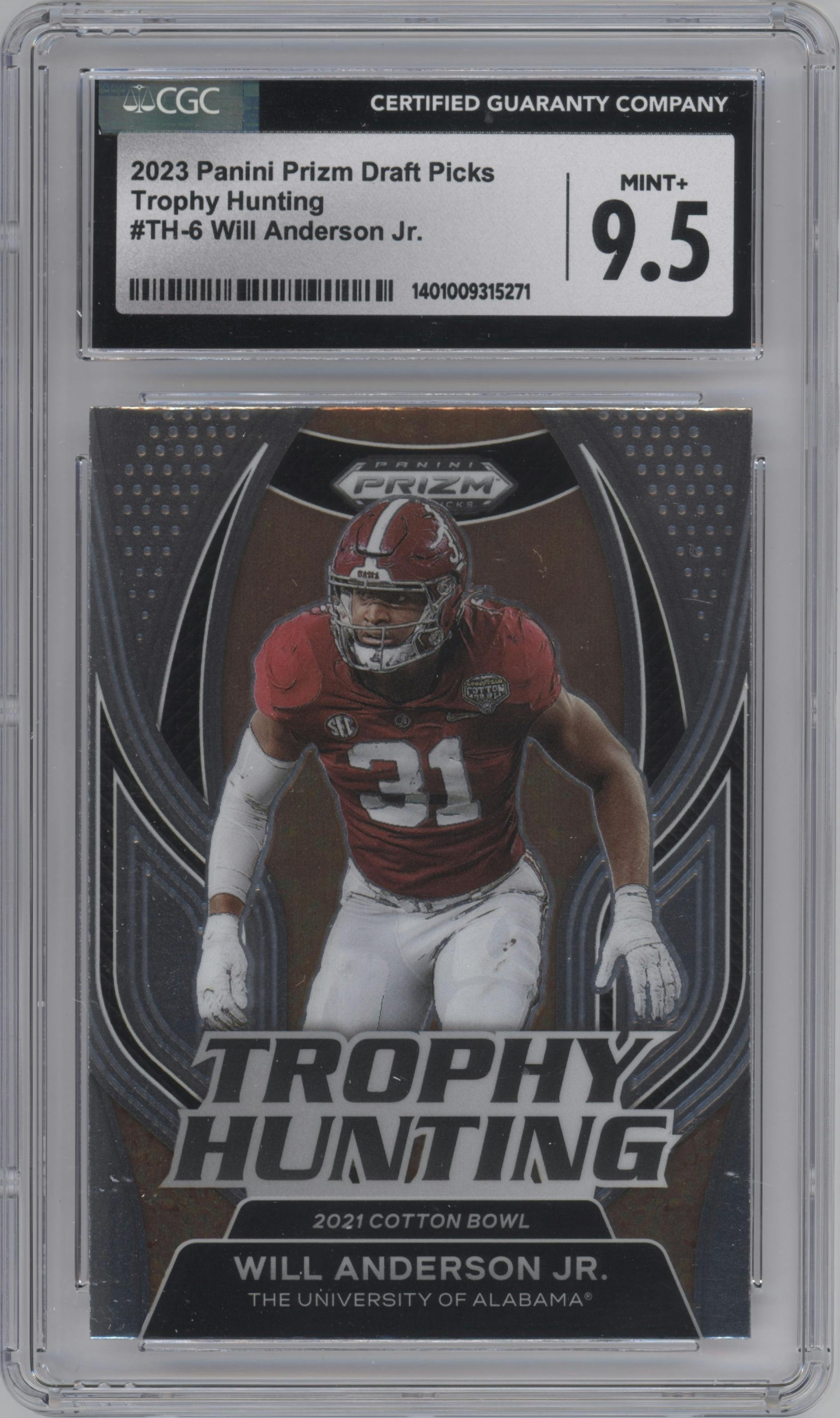 Will Anderson Jr. from the 2023 Panini Prizm Draft Picks set graded by CSG and given an overall grade of 9.5.