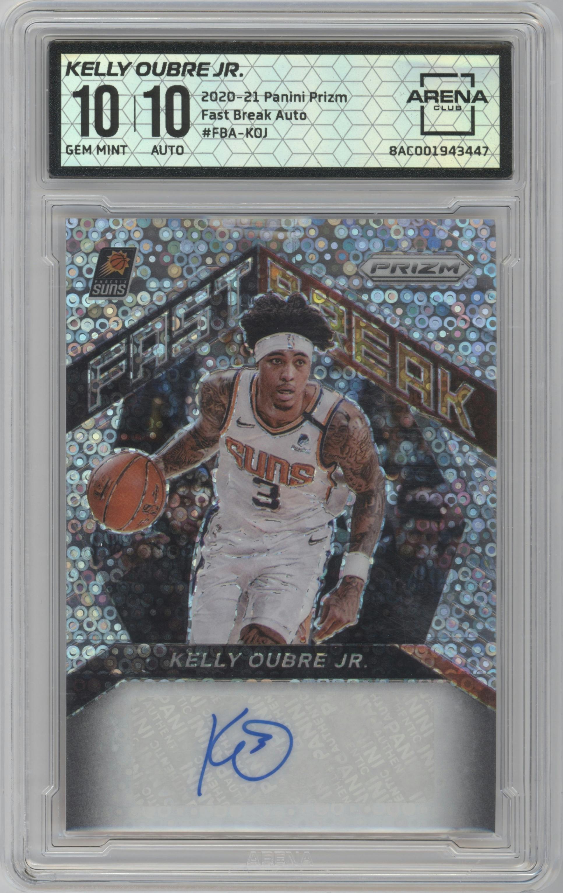 Kelly Oubre Jr. from the 2020-21 Panini Prizm set graded by Arena Club and given an overall grade of 10.