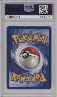 Hitmonlee from the 1999 Pokemon set graded by PSA and given an overall grade of 8.