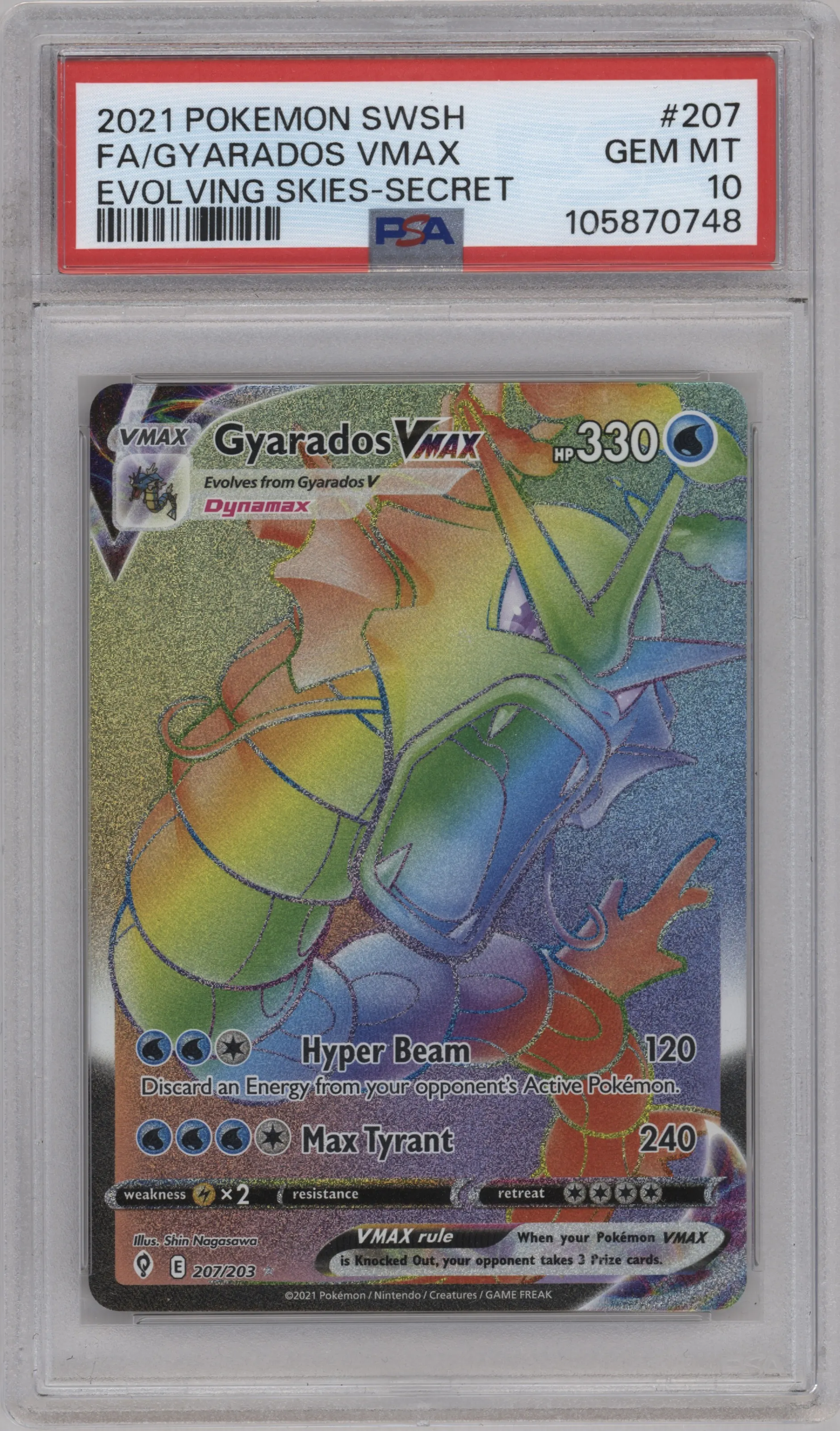 2021 Pokemon SWSH Evolving Skies Gyarados VMAX #207 PSA 10