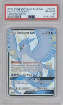 Articuno GX from the 2019 Pokemon S&M  set graded by PSA and given an overall grade of 10.