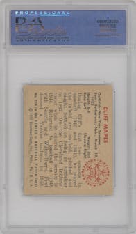 Cliff Mapes from the 1950 Bowman set graded by PSA and given an overall grade of 6.