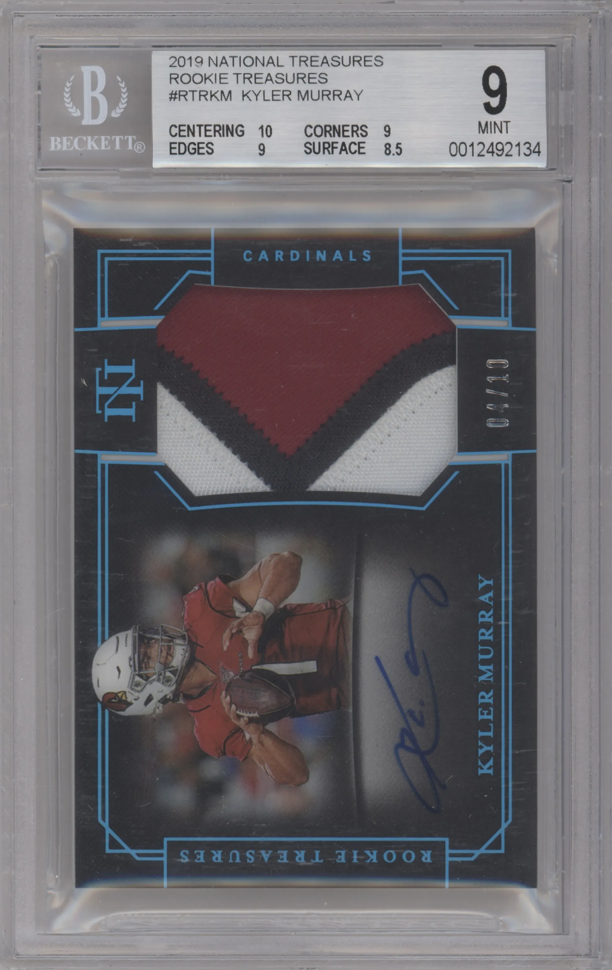 2019 Panini National Treasures Rookie Treasures RPA Kyler Murray BGS 9