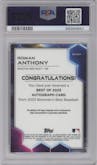 Roman Anthony from the 2023 Bowman's Best set graded by PSA and given an overall grade of 10.