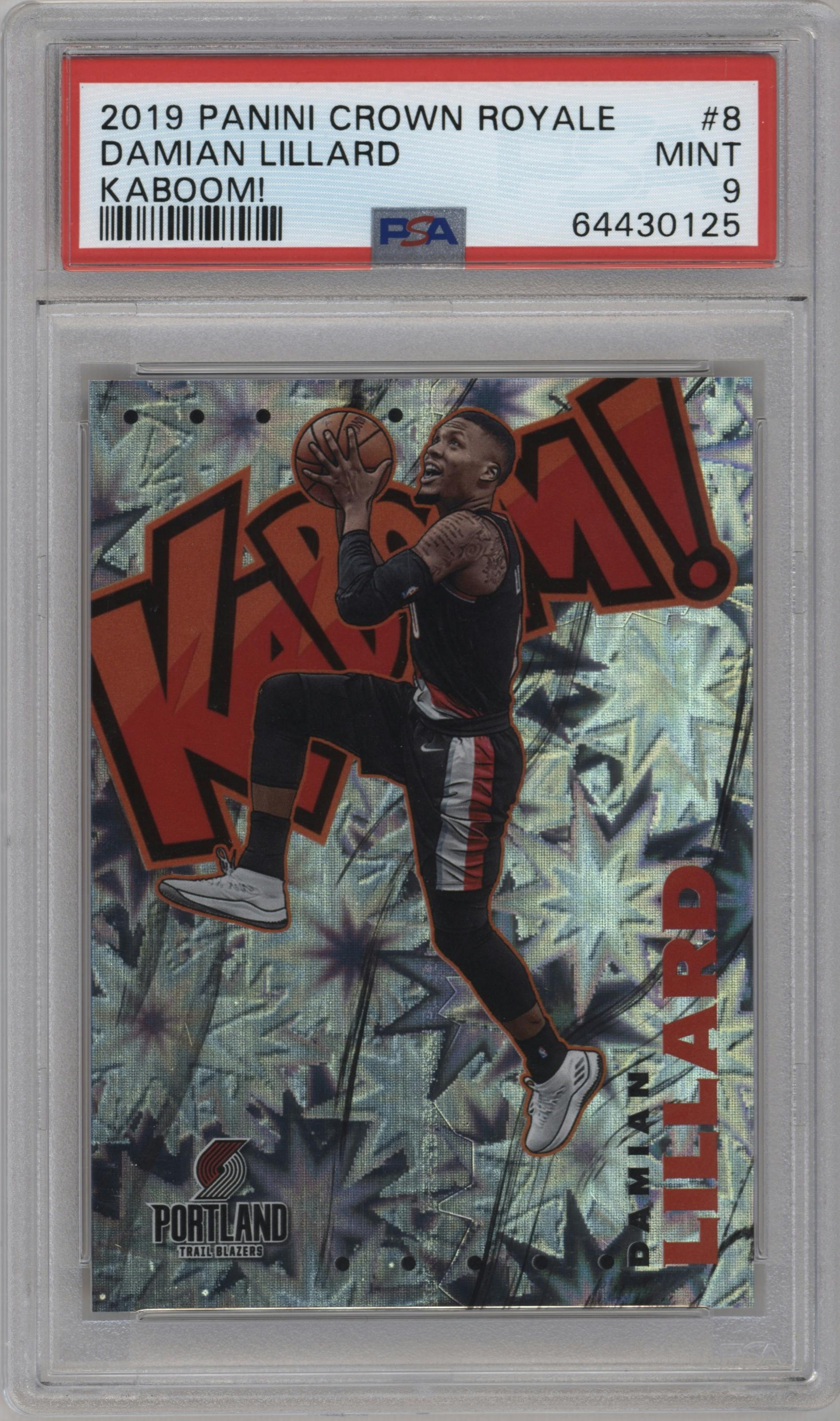 Damian Lillard from the 2019-20 Panini Crown Royale set graded by PSA and given an overall grade of 9.