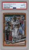 Breece Hall from the 2023 Donruss Optic set featuring a Orange Scope parallel graded by PSA and given an overall grade of 10.