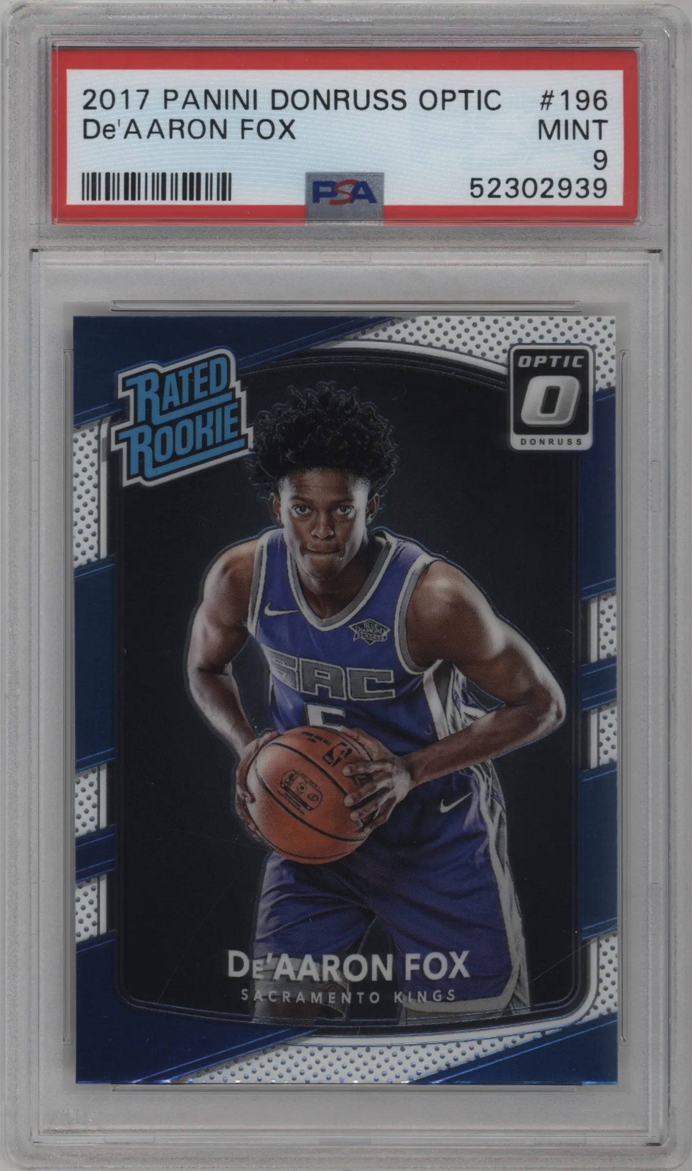 2017 Panini Donruss Optic Rated Rookie De'Aaron Fox PSA 9
