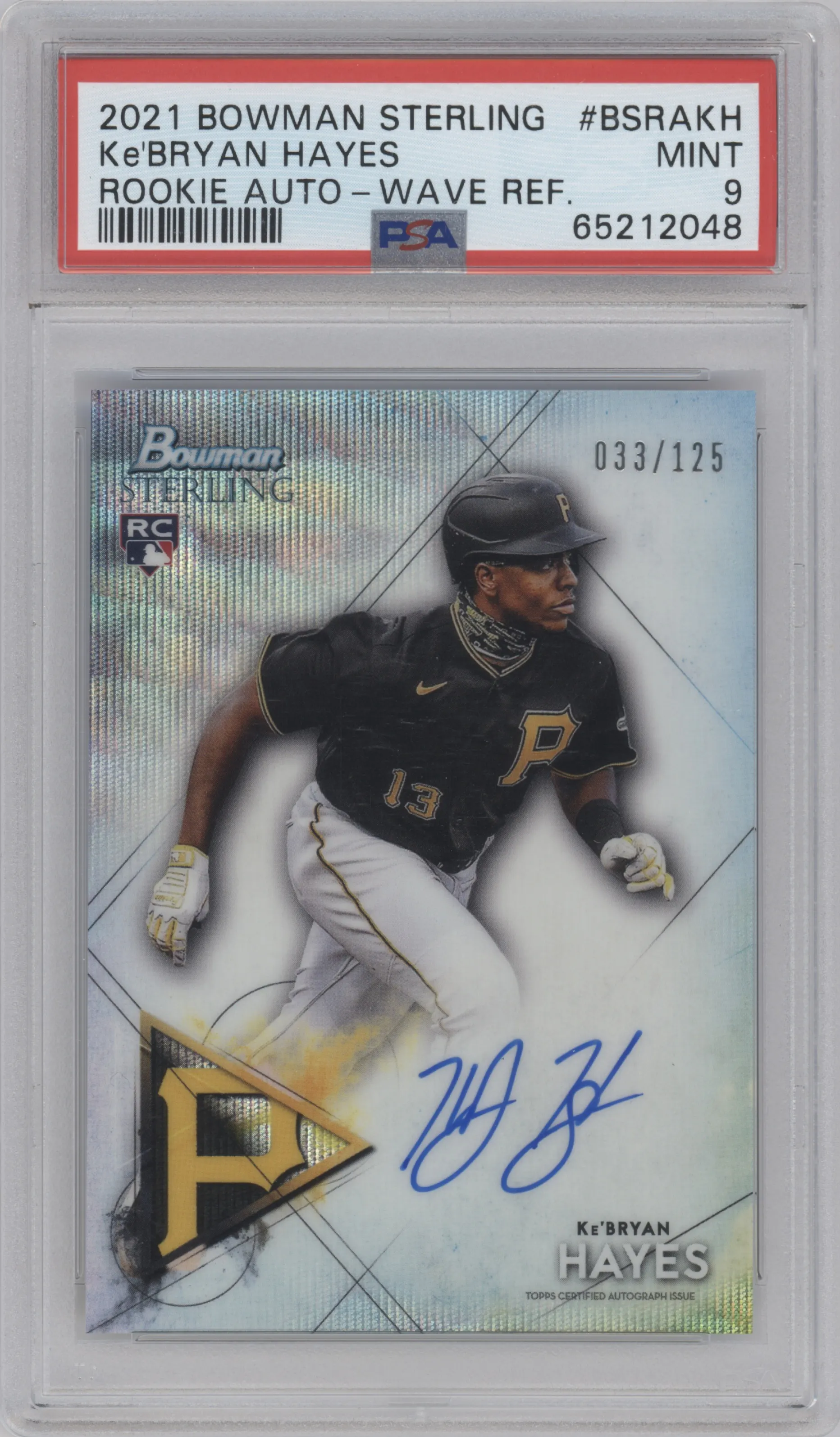 2021 Bowman Sterling Rke.Auto Ke'Bryan Hayes Wave Refractor PSA 9