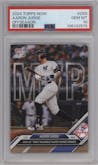 Aaron Judge from the 2024-25 Topps Now Off-Season set graded by PSA and given an overall grade of 10.
