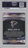 Michael Penix Jr. from the 2024 Panini Prizm set featuring a No Huddle parallel graded by PSA and given an overall grade of 10.