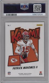 Patrick Mahomes II from the 2024 Panini Absolute set graded by PSA and given an overall grade of 9.