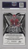 Jahmyr Gibbs from the 2023 Leaf Exotic set featuring a Dragon Kaleidoscope parallel graded by PSA and given an overall grade of 9.