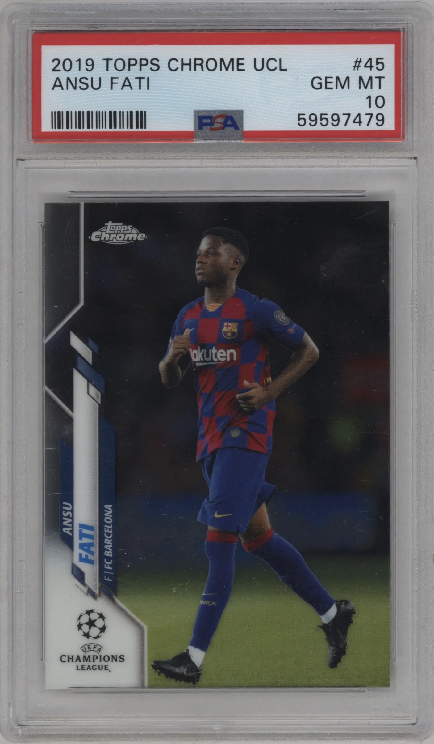 2019 Topps Chrome UEFA Champions League Ansu Fati PSA 10