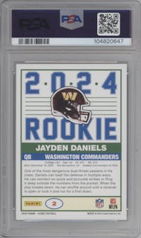 Jayden Daniels  from the 2024 Panini Score set graded by PSA and given an overall grade of 10.