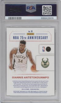 Giannis Antetokounmpo from the 2021-22 Panini Prizm  set graded by PSA and given an overall grade of 10.