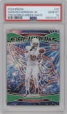 Marvin Harrison Jr. from the 2024 Panini Prizm set featuring a Green Wave parallel graded by PSA and given an overall grade of 10.
