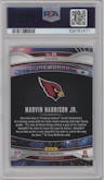 Marvin Harrison Jr. from the 2024 Panini Prizm set featuring a Green Wave parallel graded by PSA and given an overall grade of 10.
