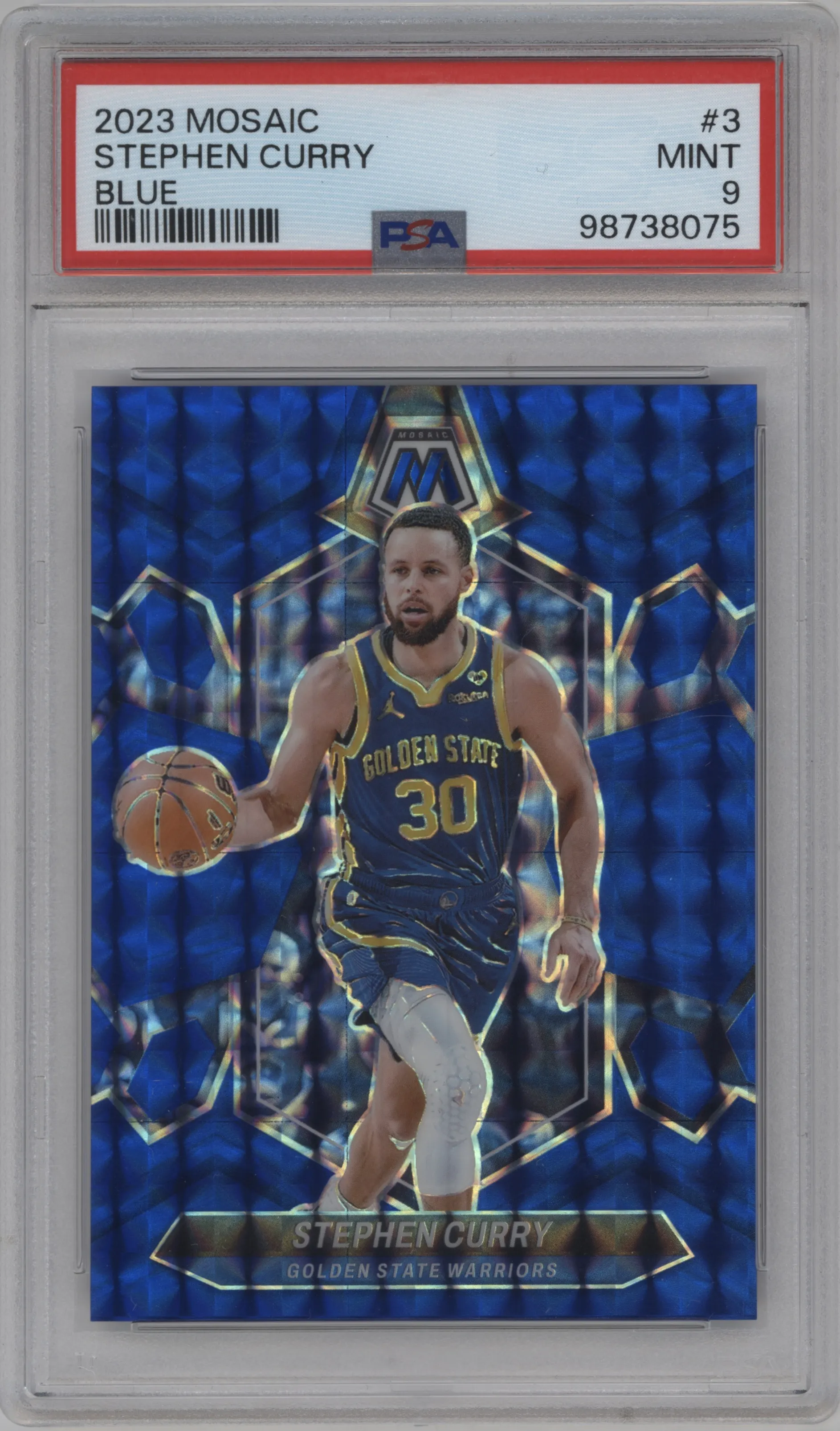 2023 Panini Mosaic Stephen Curry Blue Mosaic PSA 9