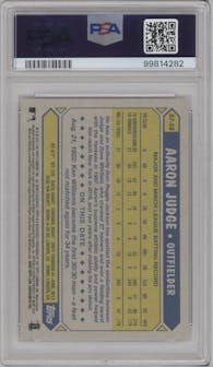 Aaron Judge from the 2017 Topps Series 1 set graded by PSA and given an overall grade of 10.