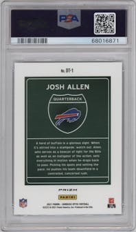 Josh Allen from the 2021 Panini Donruss Optic set graded by PSA and given an overall grade of 10.