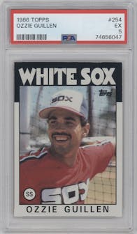 Ozzie Guillen from the 1986 Topps set graded by PSA and given an overall grade of 5.
