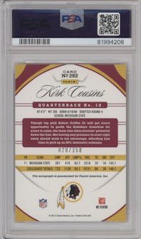 Kirk Cousins from the 2012 Panini Certified set featuring a Mirror Red parallel graded by PSA and given an overall grade of 10.