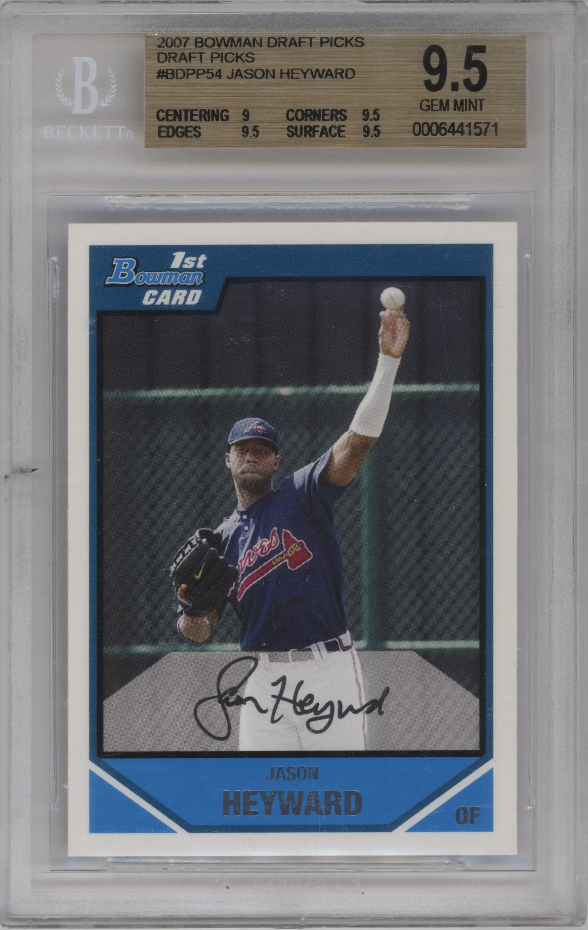 2007 Bowman Draft Picks & Prospects Jason Heyward BGS 9.5