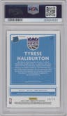 Tyrese Haliburton from the 2020-21 Panini Donruss Optic set featuring a Pink Velocity parallel graded by PSA and given an overall grade of 9.