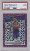 Tyrese Haliburton from the 2020-21 Panini Donruss Optic set featuring a Pink Velocity parallel graded by PSA and given an overall grade of 9.