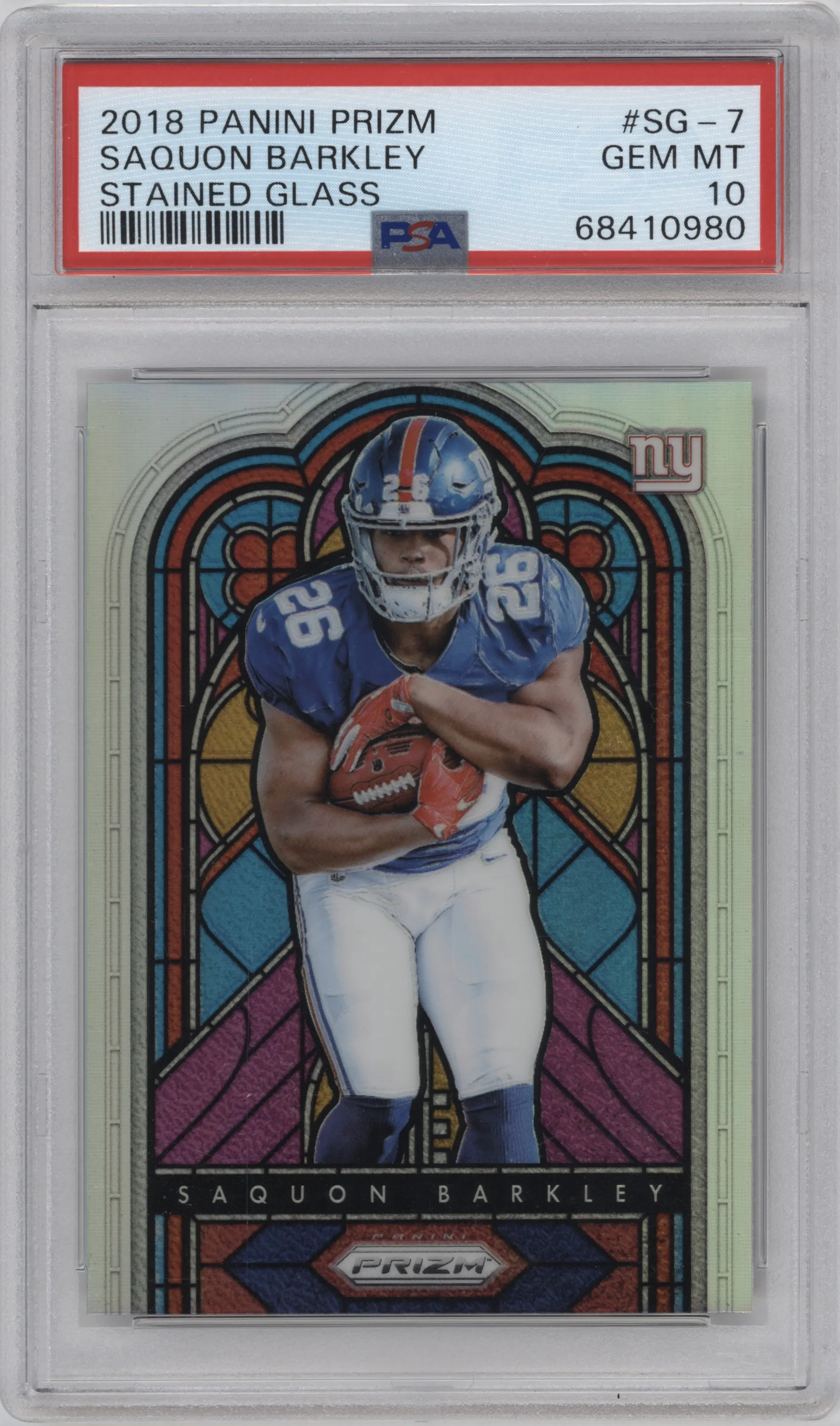 2018 Panini Prizm Stained Glass Saquon Barkley #SG-7 PSA 10