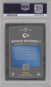 Patrick Mahomes II from the 2017 Panini Donruss set graded by PSA and given an overall grade of 8.5.