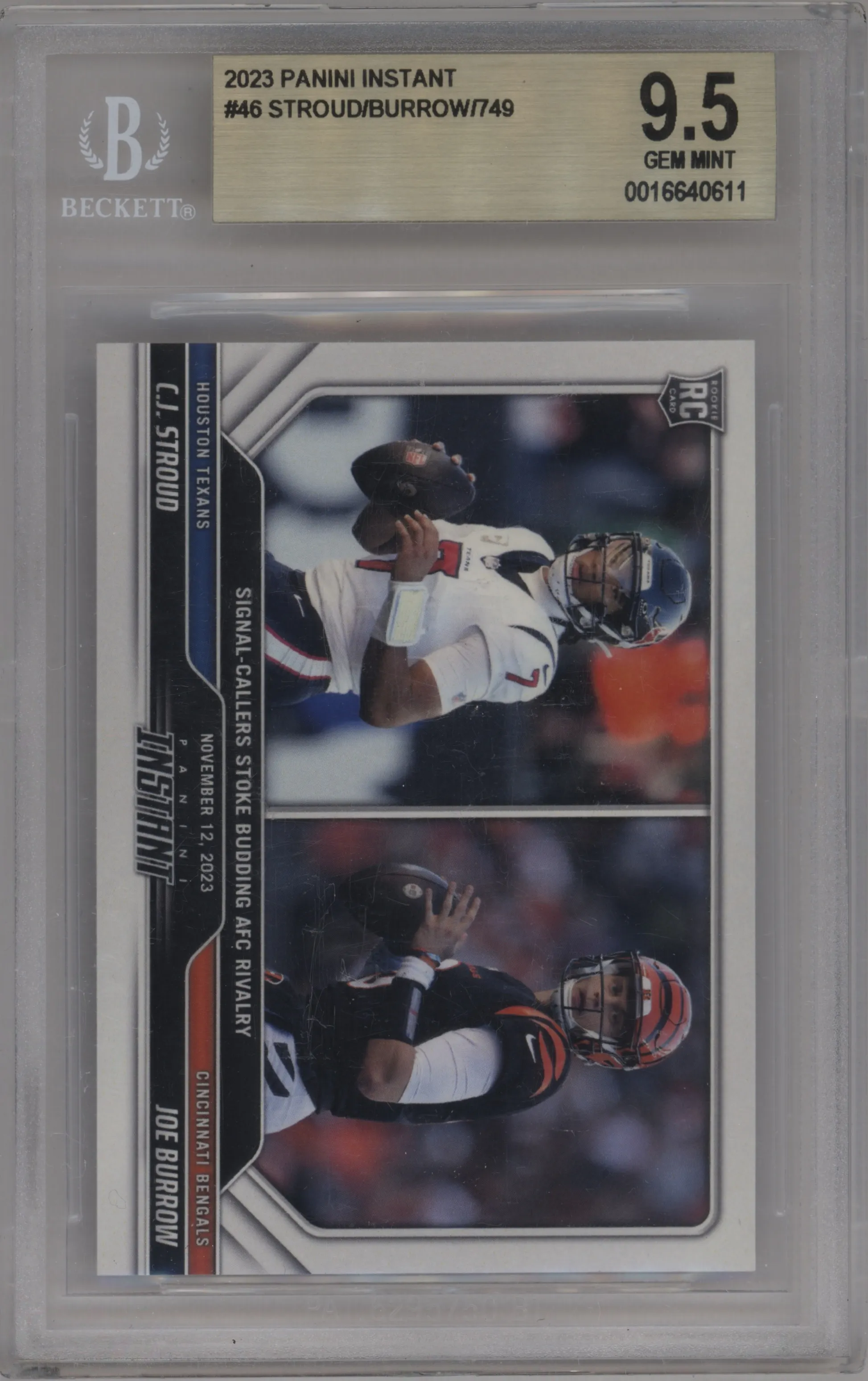 2023 Panini Instant NFL C.J. Stroud/Joe Burrow BGS 9.5