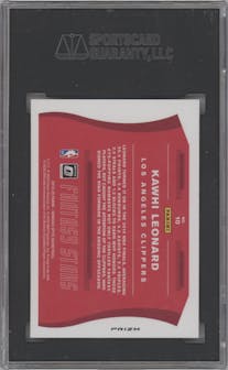 Kawhi Leonard from the 2019-20 Panini Donruss Optic set featuring a Purple parallel graded by SGC and given an overall grade of 10.