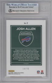 Josh Allen from the 2024 Donruss Optic set featuring a Gold parallel graded by Beckett and given an overall grade of 9.