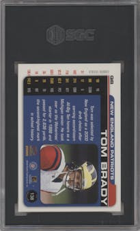 Tom Brady from the 2000 Pacific Paramount set graded by SGC and given an overall grade of 9.
