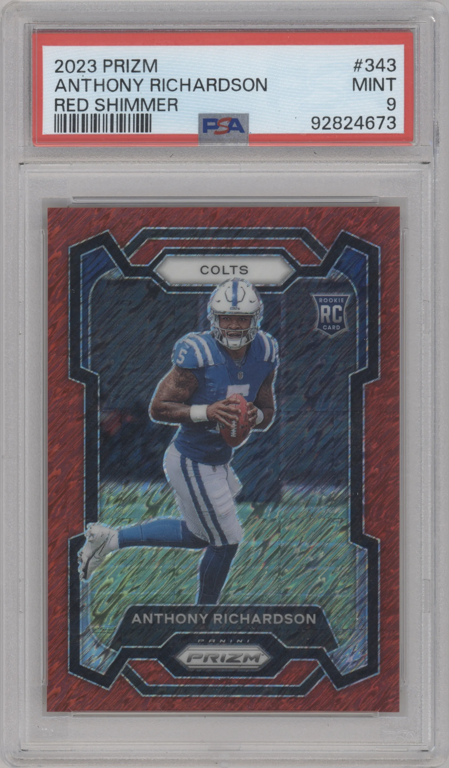 2023 Panini Prizm Anthony Richardson Red Shimmer PSA 9