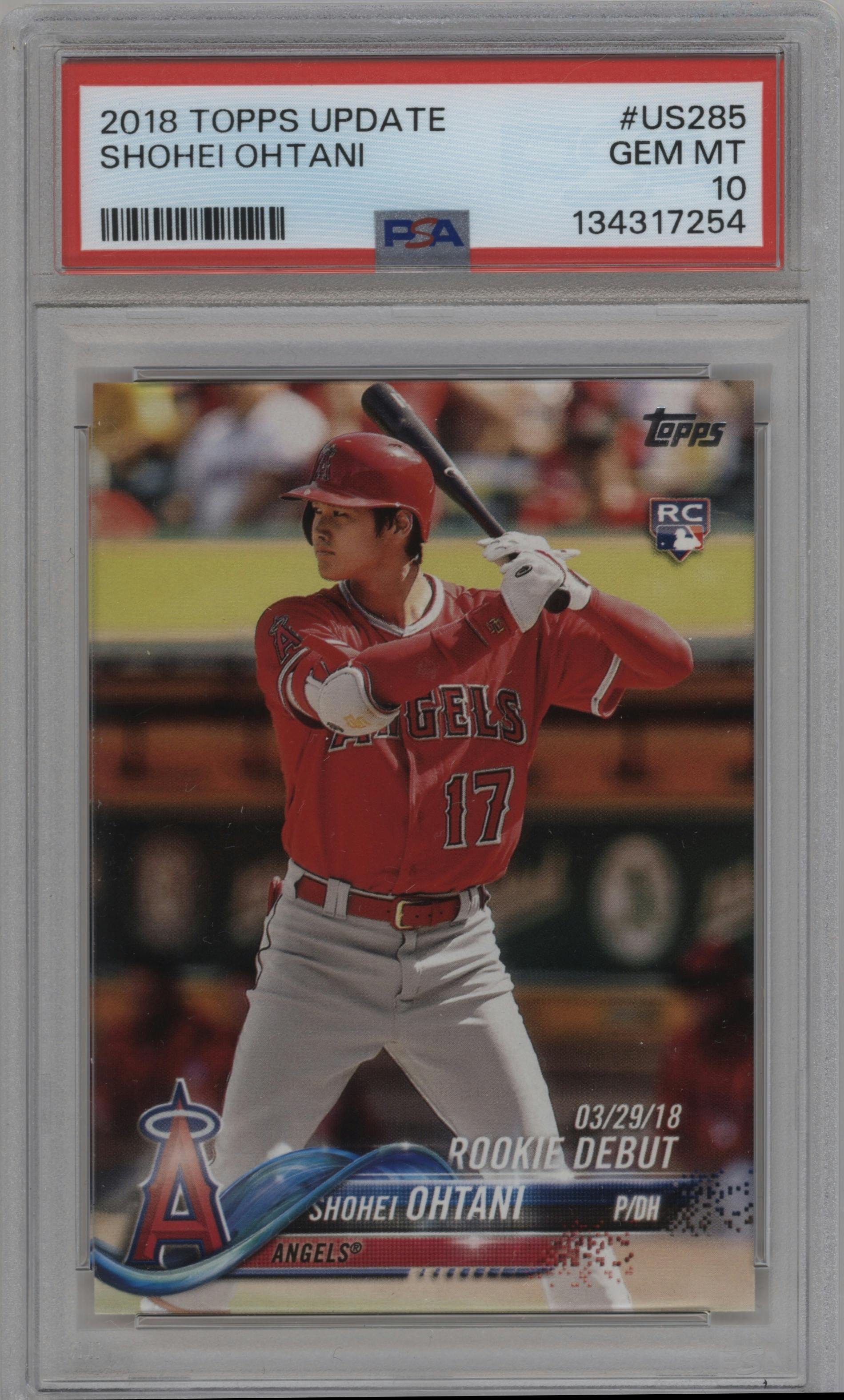 Shohei Ohtani from the 2018 Topps Update set graded by PSA and given an overall grade of 10.