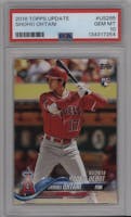 Shohei Ohtani from the 2018 Topps Update set graded by PSA and given an overall grade of 10.