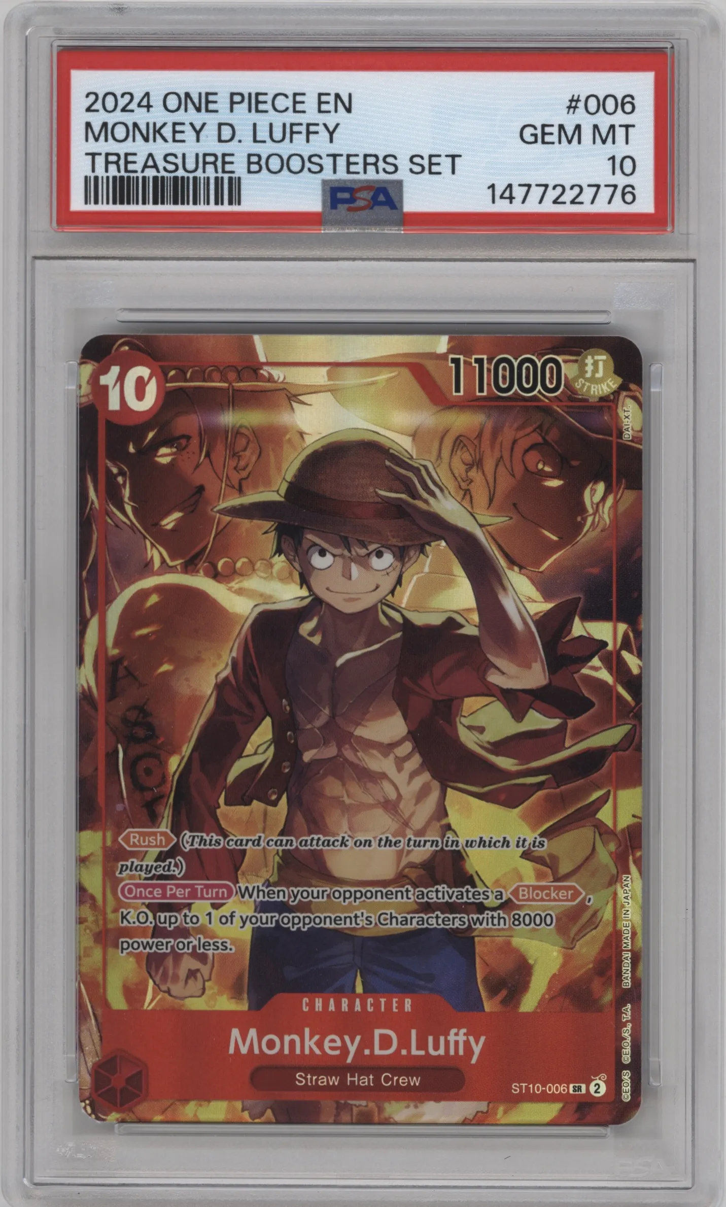 2024 One Piece Treasure Boosters Set Monkey.D.Luffy PSA 10