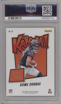 Rome Odunze from the 2024 Panini Absolute set graded by PSA and given an overall grade of 10.